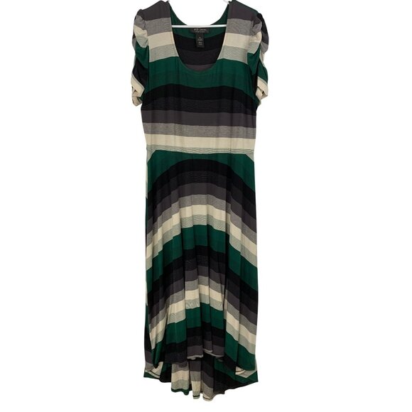 RB Collection Striped High-Low Maxi Dress XL RAA10429 GUC Short Sleeve - Picture 2 of 8